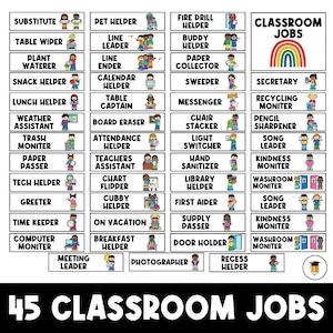 45 Classroom Jobs | Classroom Visual Task Cards | Classroom Decor | Daily Routine Chart | Homeschool | Daycare | Class Printables | Teacher