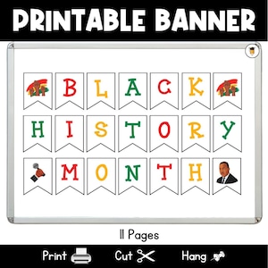 Banner zwarte geschiedenis | Prikborddisplay | Zwart geschiedenisdecor | Afro-Amerikaanse geschiedenis | Afdrukbare banner | Black Lives Matter |