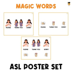 ASL-POSTERS | Handtekens | Gebarentaal-flashcards | Communicatie | Afdrukbare exemplaren | ASL | Druk boek | Autisme | Handsignalen | Doof | Wees aardig
