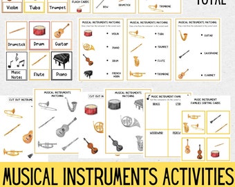 Musikinstrumente Aktivitäten | Musik Busy Buch | Musik Flash Karten | Instrumente | Vorschule | Kindergarten | Homeschool Musik | Druck