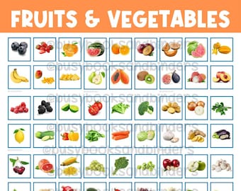 Spanish Flashcards Fruits and Vegetables Preschool Flash | Etsy