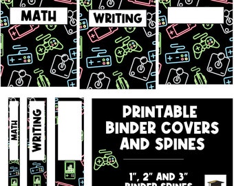GAMER Binder Cover and Spine | Binder Cover for Kids | Back to School Printables | Student School Supplies | Binder Cover | Binder Spine