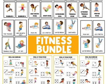 FITNESS BUNDLE | Kids Exercises | Flash Cards for Kids | Yoga | Activities | Physical Education | Busy Book | Movement Break Activity
