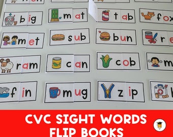 CVC FLIP BOOK | Kindergarten Sight Words | Easy Reader | Phonics | Esl Printables | Literacy | Reading | Printable Books | Kids Booklet