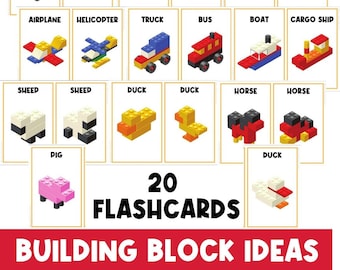 Blocs de construction | Flashcards | TIGES | Véhicules | Transport | Livre occupé | Activités de motricité fine | Apprentissage pratique | Animaux de la ferme