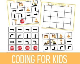 Coding for Kids | Directional Coding | Coding Worksheets | Construction Busy Book | Kindergarten Worksheets | Worksheets for Kids | STEM