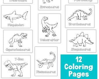 Dinosaur Coloring Page | Coloring  Activities | Personalized Name | Dinosaur Worksheet | Dinosaurs | Gifts | T-Rex | Instant Download