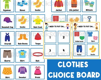 51 CLOTHING PICTURE CARDS | Clothes | Visual Aid Schedule | Choice Board | Task Card | Special Needs | Autism | First Then | Daily Routine |