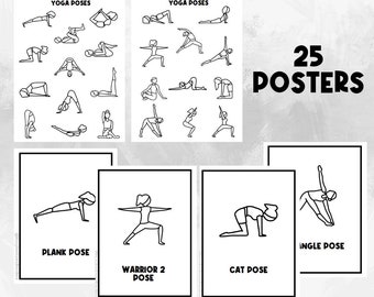 Carteles de fitness de yoga / Ejercicios para niños / Yoga para niños / Actividades / Educación física / Libro ocupado / Actividad de descanso de movimiento / Aula
