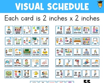 55 PICTURE CARDS | Class Schedule | First Then Board | Visual Aid | Schedule | Toddler | Behavior Chart | Task Card | Special Needs | Autism