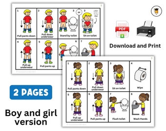 TODDLER POTTY CHART | Visual Aid | Chart | Preschool | Toilet Training | Task Card | Special Needs | Autism | Homeschool | Washroom