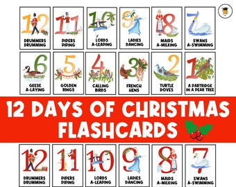 12 Days of Christmas | Christmas Flashcards | Christmas Printable | Christmas Songs | Christmas Bulletin Board | Christmas Countdown | Decor
