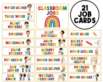 21 vacatures in de klas | Visuele taakkaarten voor de klas | Klasdecoratie | Dagschema | Thuisonderwijs | Kinderopvang | Klasse afdrukbare items | Leraar: