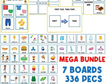 7 BOARDS + 336 CARDS | First Then Board | Visual Aid | Visual Schedule | Toddler Behaviour | Communication | Task Card | Special Needs | ASD