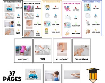 TODDLER POTTY TRAINING | Visual Aid | Chart | Preschool | Toilet Training | Task Card | Special Needs | Autism | Homeschool | Washroom