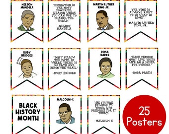 Poster & Zitate Geschichte | Pinnwand-Aufsteller | Schwarze Geschichte Dekor | Afroamerikanische Geschichte | Druckbare Banner | Juniteenth