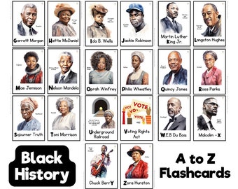 PHYSICAL COPY: ABCs Black History Flashcards | Bulletin Board Display | Black History Decor | African American History  | Famous Black