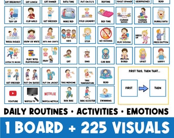 1 BOARD + 225 CARDS | First Then Board | Visual Aid |  Schedule | Toddler Behaviour | Behavior Chart | Task Card | Special Needs | Autism