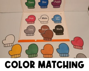 Color Matching Mittens | Sorting Activities | File Folder Games | Learn Colours  | Preschool Clip Cards | Toddler | Homeschool | Download