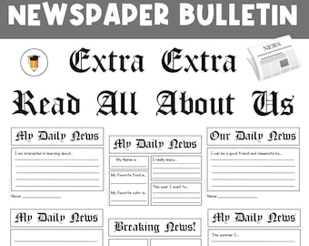 Newspaper Bulletin Board | Writing Worksheets | Back to School Printables | Classroom Decor| Teacher Printables | Printable Bulletin Board