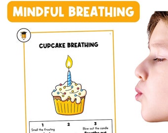 CUPCAKE BREATHING | Grounding | Calm Down Strategies | Poster | Coping Skills | Calm Corner | Techniques | Busy Book | Autism Activity