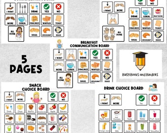 Tablero de elección de comunicación de alimentos / Tablero de elección de alimentos / Alimentos / Ayuda visual / Tablero de elección / Comportamiento / Tarjeta de tareas / Autismo / Primero luego