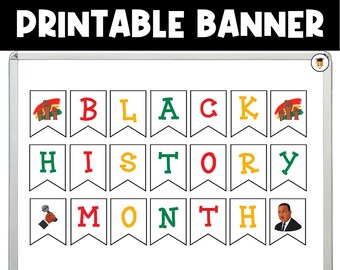 Banner zwarte geschiedenis | Prikborddisplay | Zwart geschiedenisdecor | Afro-Amerikaanse geschiedenis | Afdrukbare banner | Black Lives Matter |