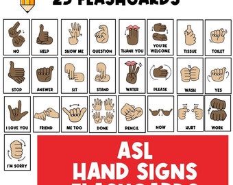 ASL FLASHCARDS | Hand Signs | Sign Language Flashcards | Communication | Flash Cards | ASL | Busy Book | Autism | Hand Signals | Deaf