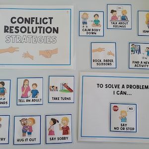 COPIE PHYSIQUE : Résolution des conflits | Attente scolaire | Tableau de comportement des étudiants | Carte de tâches | Besoins spéciaux | Autisme | Règles | Roue