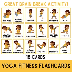 Fitness Karteikarten | Kinderübungen | Karteikarten für Kinder | Yoga | Aktivitäten | Sportunterricht | Belegt | Bewegung-Pause-Aktivität