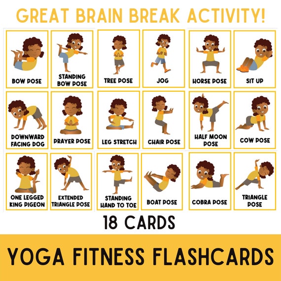 Fitness Flashcards | Kids Exercises | Flash Cards for Kids | Yoga | Activities | Physical Education | Busy Book | Movement Break Activity