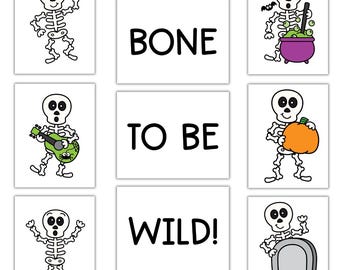 Bone to Be Wild | Tableau d'affichage de l'école Halloween | Décor de présentation squelette | Fête d'Halloween | Décoration de garderie | Jardin d'enfants | Préscolaire