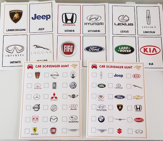 PHYSICAL COPY: Car Brands | Cars Flashcards | Scavenger Hunt | I Spy | Printable Games | Transportation | STEM | Science | Community