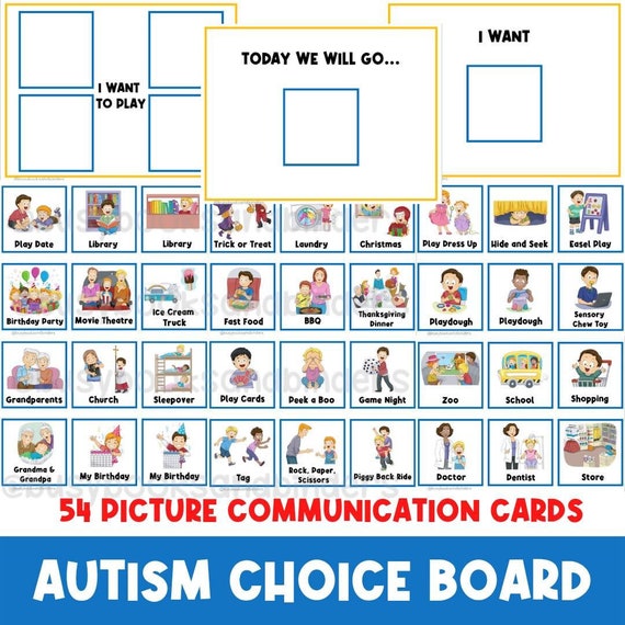 4 BOARDS + 54 PICTURE CARDS | Events and Places | First Then Visual Aid | Visual Schedule | Toddler Behaviour | Behavior Chart | Task Card