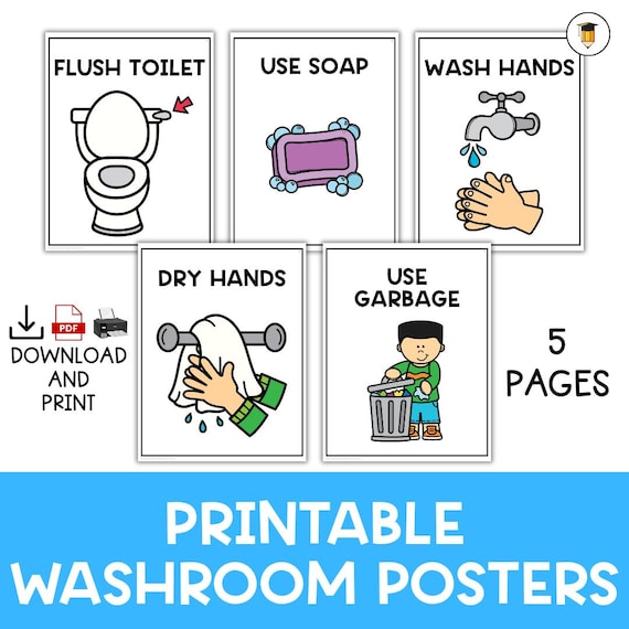 Washroom Poster | Toddler Potty Training | Visual Aid | Chart | Preschool | Toilet Training | Task Card | Special Needs | Autism | Decor