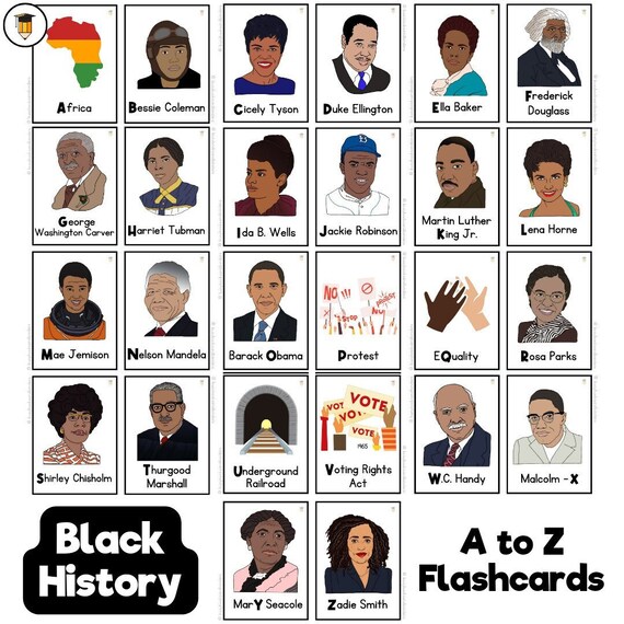 ABCs Black History Flashcards | Bulletin Board Display | Black History Decor | African American History | Printable Cards | Famous Black