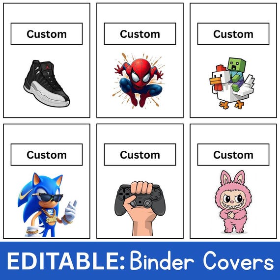 EDITABLE: Binder Covers | Binder Cover for Kids | Back to School Printables | Student School Supplies | Binder Cover | Binder Spine | Boys