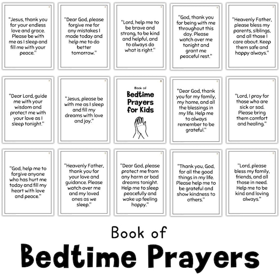 Children's Bedtime Prayers | Bible Verses  | Children's Church | Printable | Homeschool | Bible Scripture Cards | Devotional | Kid Prayers
