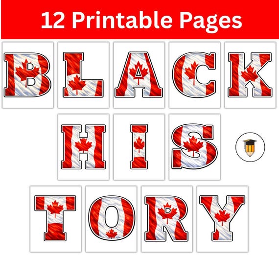Canadian Black History Posters | Bulletin Board Display | Black History Decor | African Canadian History | Printable Banner | Canadian Flag