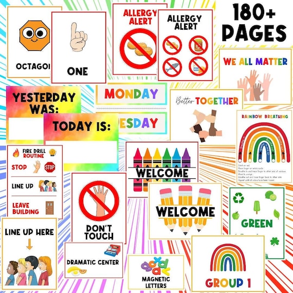 CLASSROOM BUNDLE | Visual Aid | Kindergarten | Preschool | Homeschool | Posters | Educational | Teacher Organization | Student | Shapes
