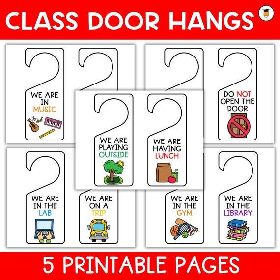 10 Printable Door Signs | Door Hanger | Classroom Signs | Door Decor | Door Tag | Printable Tags | Teacher Gifts | Back to School Printables