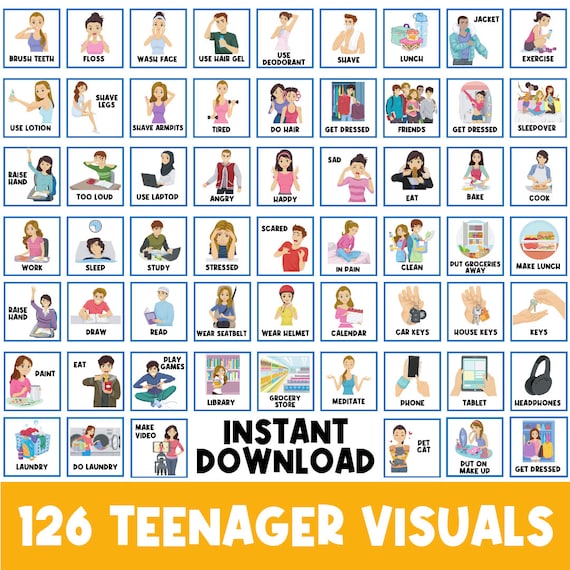 126 TEENAGER IMAGES | First Then Board | Visual Aid |  Schedule | Toddler Behaviour | Life Skills | Task Cards | Special Needs | Autism |