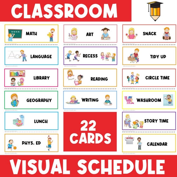 Visual Schedule | Classroom Schedule | Kids Printable Schedule | Daily Routine Chart | Homeschool | Daycare | Classroom Printables | Teacher