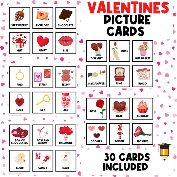Valentine's Day Picture Cards | First Then Board | Visual Aid | Toddler Behaviour | Behavior Chart | Task Card | Special Needs | Autism