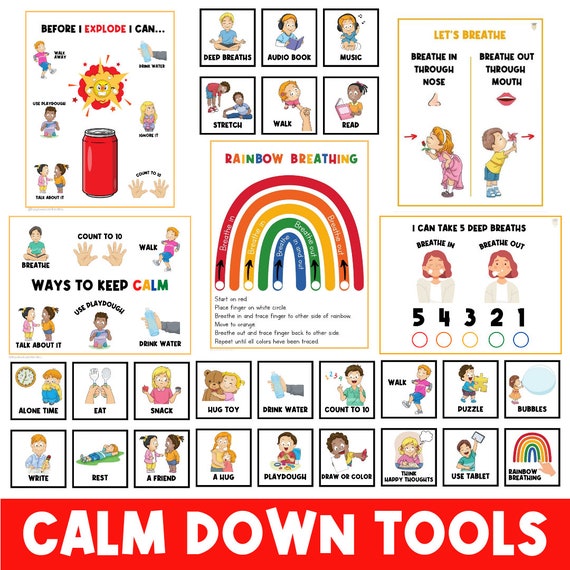 CALM DOWN STRATEGIES | Deep Breathing | Grounding | Poster | Coping Skills | Calm Corner | Techniques | Busy Book | Autism Activities
