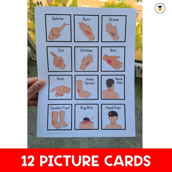 12 Medical Pictures | Body Pain | Picture Cards  Visual Aid | Visual Schedule | Toddler | Chart | Card | Special Needs | Autism | Health