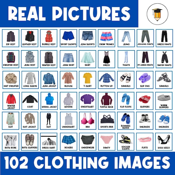 102 REAL PICTURES: CLOTHING | Clothes | First Then Visual Aid | Elder | Seniors | Toddler Behaviour | Task Card | Autism | Picture Cards