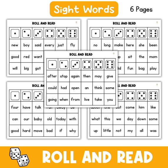 Roll and Read | Sight Words | First Grade | Kindergarten | Dice Game | Literacy Center | Literacy Activity | Classroom Printables | Reading