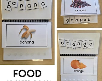 Livre imprimable : Alimentation | Tri | Jeux de dossiers de fichiers | Travail du matin | Livre préscolaire occupé | Tout-petit | Travail du matin | Autisme | Indépendance