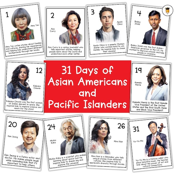 31 Days of Asian Americans and Pacific Islander | Calendar | Bulletin Board Display | Asian American Decor | AAPI History | Printable Poster